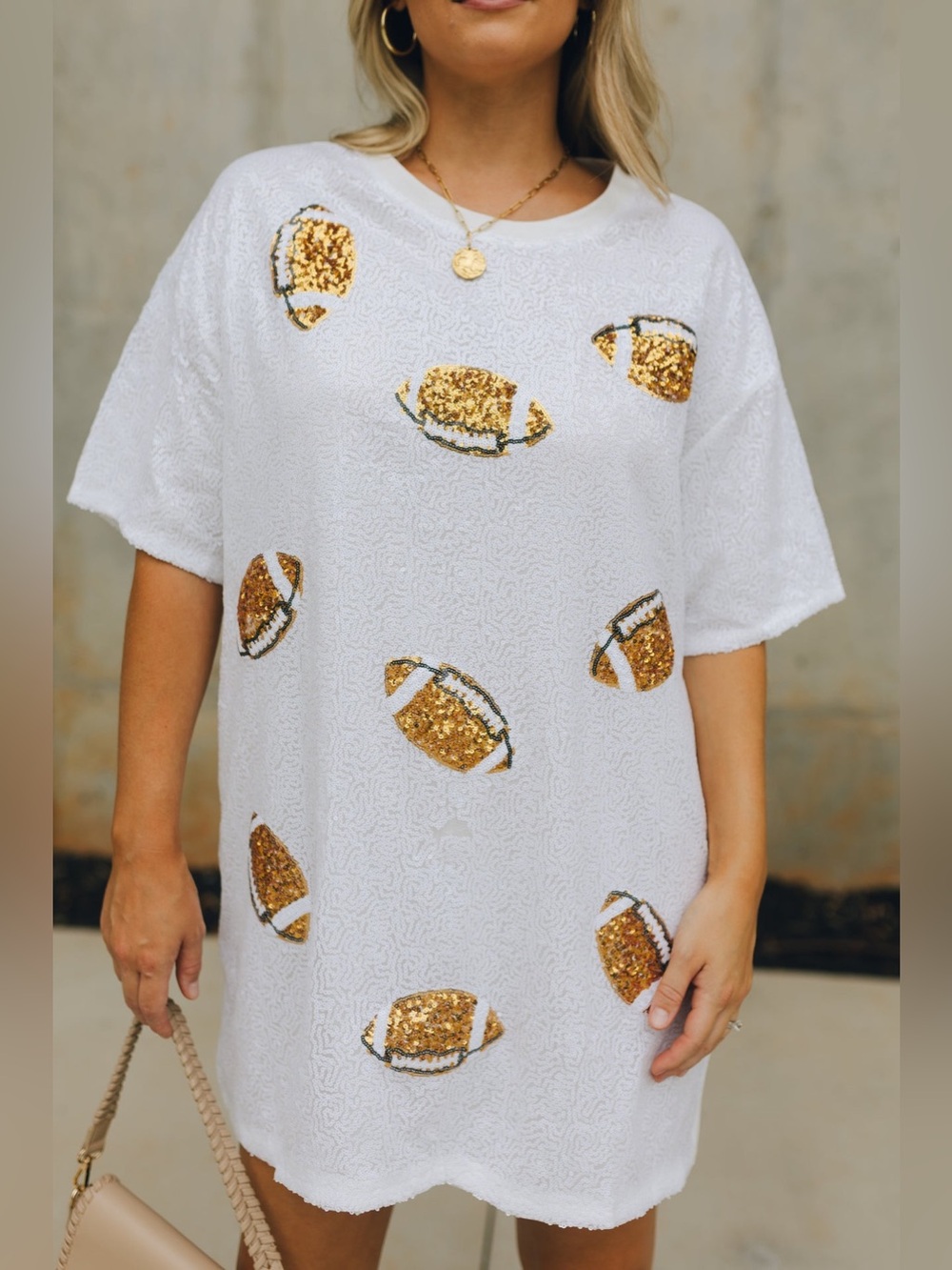 All Over Sequin Football Mini Dress